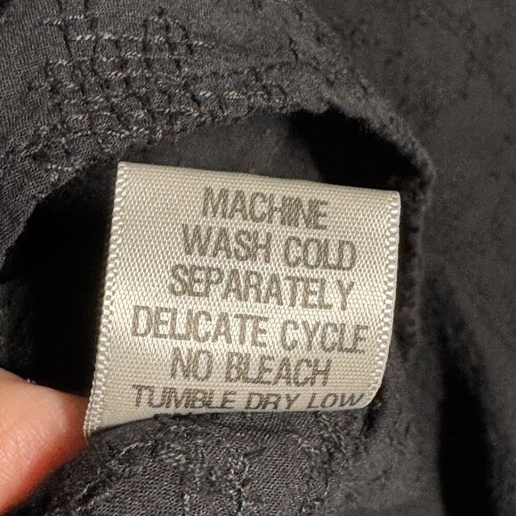 XCVI black tunic top size XL crochet v-neck 3/4 sleeves loose fit cotton - Picture 7 of 8